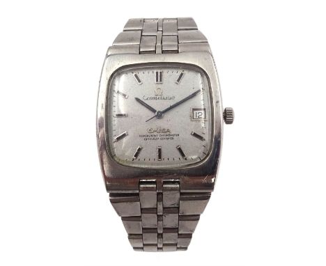Omega Constellation gentleman's manual wind stainless steel wristwatch, with date aperture, on original stainless steel strap