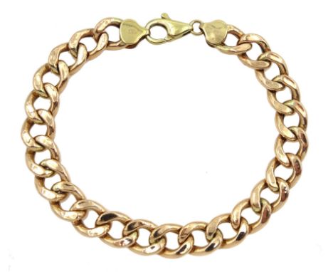 9ct rose gold curb link bracelet with yellow gold clasp, stamped 375Condition Report:Approx 11.1gm, spring loaded clasp, holl