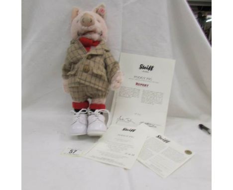 A Steiff limited edition Rupert the Bear series of Podgy Pig with certificate. ****Condition report**** These do not come wit