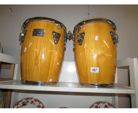 A pair of Session Pro bongo drums.