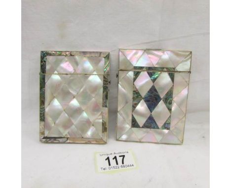2 mother of pearl card cases. ****Condition report**** 1 - Hinge has a little side to side play but closes fineClip good & fi