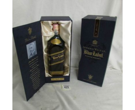 A boxed Johnnie Walker Blue Scotch whisky.