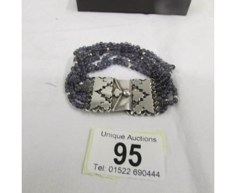 An amethyst bracelet set with an openwork silver clasp. ****Condition report**** Condition is all goodVery difficult to age t