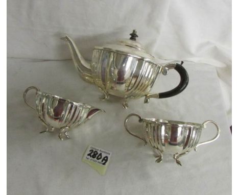 A 3 piece silver plate tea service.