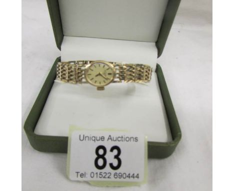 A gold ladies Rotary wrist watch with an openwork bracelet, total approximate weight 18 grams.