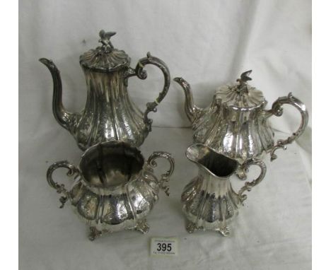 A fine decorative 4 piece silver plate tea service.