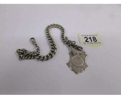A silver Albert chain with fob, Birmingham 1893, 63 grams. ****Condition report**** Total length including fob approximately 
