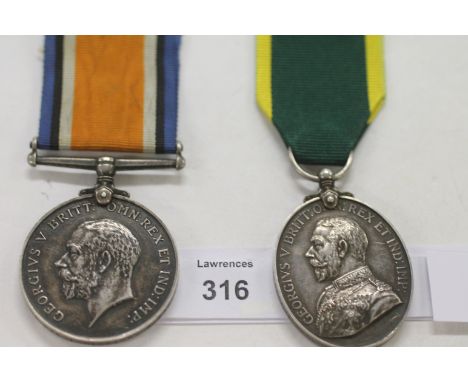 A BWM- TEM PAIR TO THE 6th R WARKS. A British War Medal named to 3353 Pte T Herrick. R. Warks. R. A George V Territorial Effi