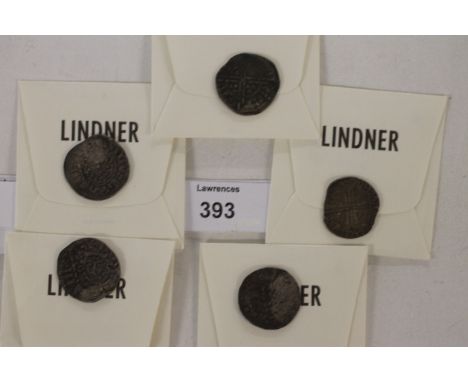 FIVE HENRY 111 PENNIES. All from the Canterbury Mint including 1/ Vg with GIL/BER/TON/CAN reverse 1.29 grams. 2/ Both Vg with
