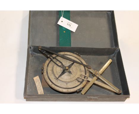 A U BOAT COMPASS. A Great war period German Untersee Boat bearing compass, in its original tin of issue. Taken from a U Boat 