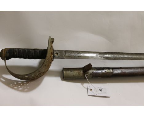 AN OFFICERS SWORD. An 1896 Cavalry Officers sword with 35.1/2" clean blade with VR cypher below an Imperial Crown. A covering