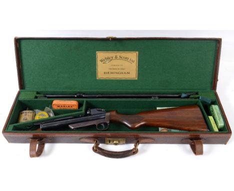 A CASED WEBLEY MK 11 SERVICE AIR RIFLE. A Webley Service Rifle in a leather case with Webley & Scott Ltd Premier Works Birmin