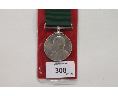 A LSVF TO THE 3rd LANARKSHIRE R V  An Edward V11 Long Service Volunteer Force Medal, impressed naming to 7776 Sjt H Stark 3rd