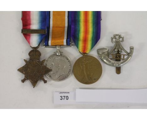 A 1st KINGS SHROPSHIRE L I 1914 STAR/BAR TRIO. A 1914 Star with bar, British War & Victory Medals named to 8184 Pte W Owen 1/
