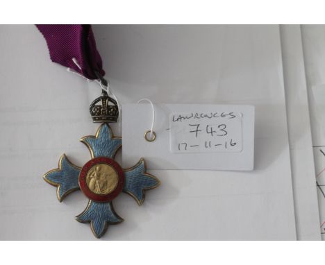 A CIVIL CBE. A Civil issue Commander of the British Empire Medal, with purple ribbon. No visible enamel damage evident,  1st 