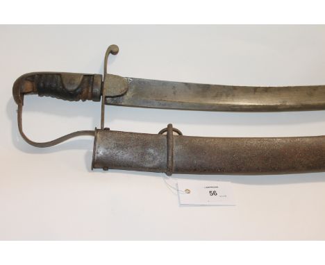 A 1796 LIGHT CAVALRY TROOPERS SWORD. The 32.3/4" single-edged curved blade lacks the final 1/4-3/8" of its tip, it is though 