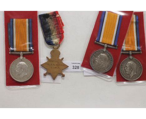 GT WAR MEDALS. (4) A 1914/15 Star named to 14989 Pte R H Jenkins East Lancs Regt  Richard H Jenkins served in France from the