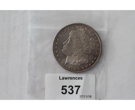 A MORGAN DOLLAR etc. A lightly circulated Morgan Dollar in toned condition. Dated 1878 from the San Francisco mint, (s) below