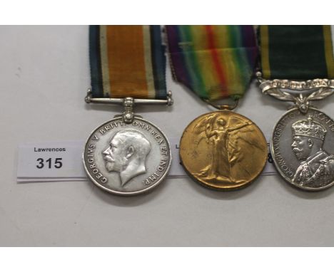 A WILTSHIRE REGT EFFICIENCY MEDAL GROUP OF THREE. British War & Victory Medals named to 36269 Pte R G Brown Wilts R. A  2. A 