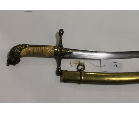 AN 18th REGIMENT OFFICERS BANDSWORD. A Victorian Officers bandsword with curved 26,1/2" blade, having a three-quarter fuller.