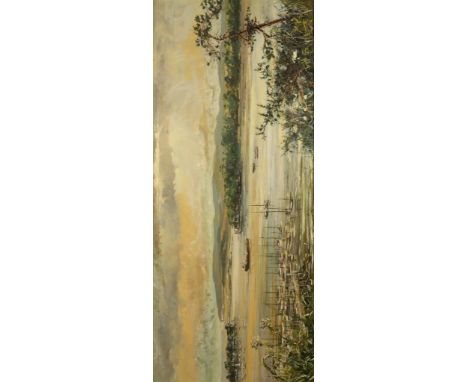 JOHN 18 Woodland harbour scene , possibly Poole? signed lower right with artists inscribed details verso, oil on board, 20.25