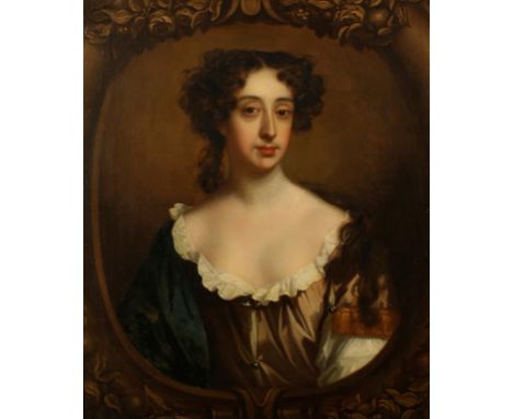 ATTRIBUTED TO MARY BEALE (1633-1699) A bust length portrait of a lady, believed to be one of the sisters of Sir John Trenchar