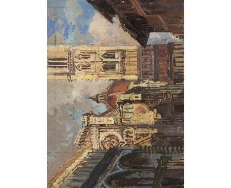 •PETER KUHFELD (b.1952) 'Duomo - Arrival in Florence....', signed lower right, oil on panel, 9.5" x 13". See illustration.  E