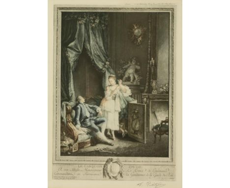 AFTER R. A BAUDOUIN (1723-1769) & after the engraver N. de. Launay (1732-1806) "Le Carquois Epuis", signed 'Petitjean' in pen