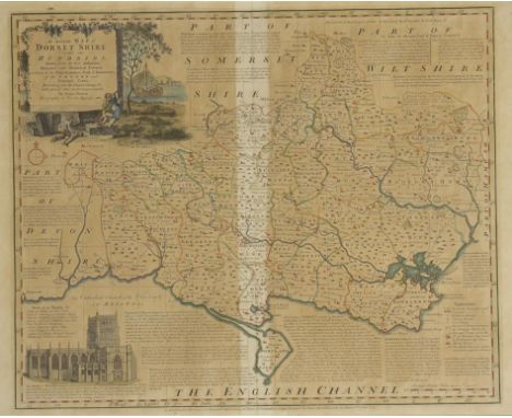 THOMAS KITCHIN & EMMANUEL BOWEN: "AN ACCURATE MAP OF DORSET SHIRE …" from R. Martin's The English Atlas", 1794, 17" x 21". Th