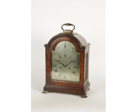 A GEORGE III MAHOGANY CASED BRACKET CLOCK, the silvered arched dial signed "John Lloyd Bittleston, London" with strike/silent