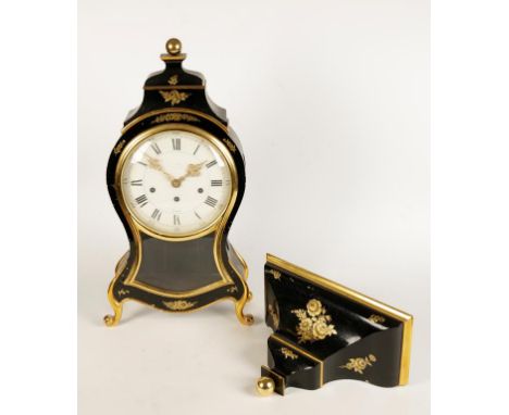 AN 18TH CENTURY STYLE LACQUERED BRACKET CLOCK of waisted form with a circular dial, indistinctly signed and inscribed "Zenith