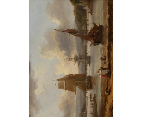 THOMAS LUNY (1759-1837) 'Teignmouth, Devon', signed and dated 1832 lower left, oil on panel, 8.25" x 11.5". See illustration.