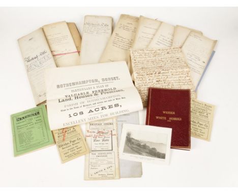 DORSET TRAVEL INTEREST: A collection of ephemera, comprising various deeds and covenants including a handwritten document ent