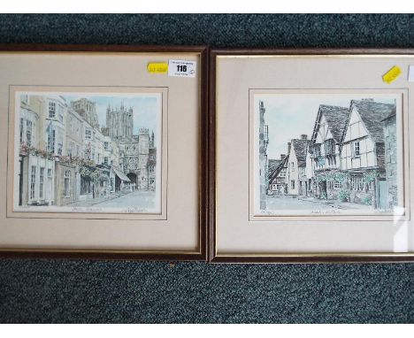 Two limited edition prints depicting Wells, Somerset and Lacock, Wiltshire issued in a limited e edition of 850, signed in pe