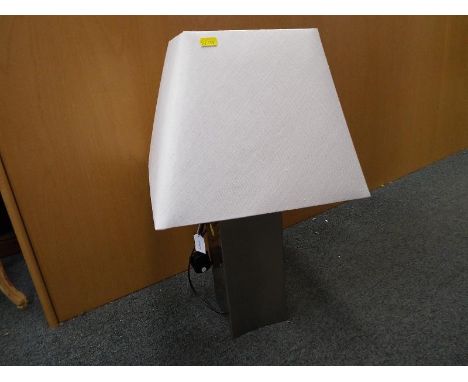 A modern satin steel table lamp with shade, 59cm (h)