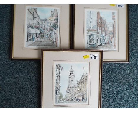 Three limited edition prints entitled, Bath - Cumberland Passage, Bristol - Christmas Steps and Bristol - The Nails, issued i