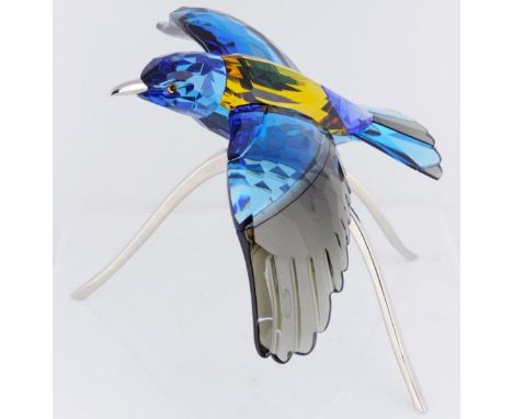 Swarovski Malachite Blue Turquoise Roller Bird (in flight), 17 cm (high)