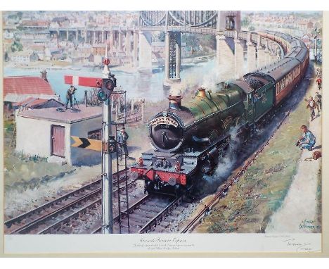 Terence Cuneo - two colour prints  entitled Cornish Riviera Express and King George V, both issued in limited editions and si