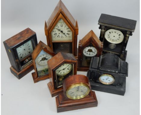 Various American and other mantel clocks, to include a French black slate mantel clock (AF)