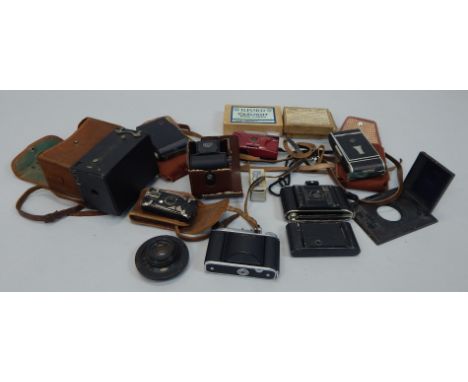 A quantity of camera equipment, mainly box and bellows cameras etc.