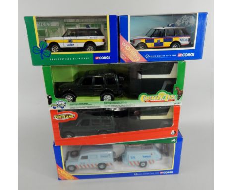 Various die cast vehicles, to include Country Life Range Rover, Fast Lane, Corgi jeep and trailer, police vehicle etc. (a qua