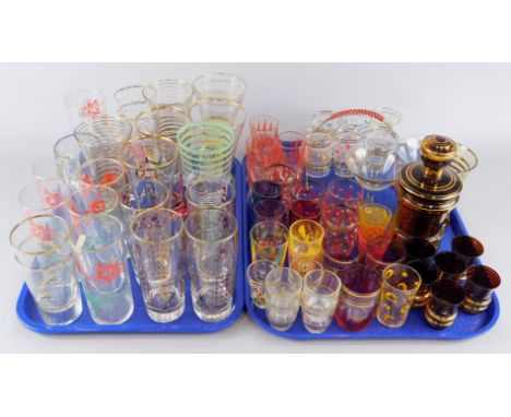A collection of 1960's/70's retro style glasses, to include liqueur decanter and glasses etc.