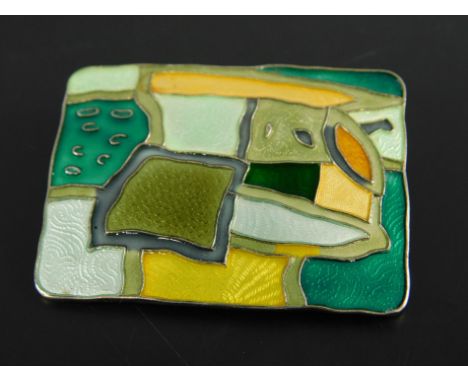 A David Andersen Norwegian white metal and enamel brooch, stamped Norway Sterling