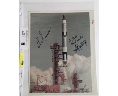 A colour NASA official photograph of the Gemini-Titan 3 launching-liftoff, 23rd March 1965, by astronauts Virgil I Grissom an