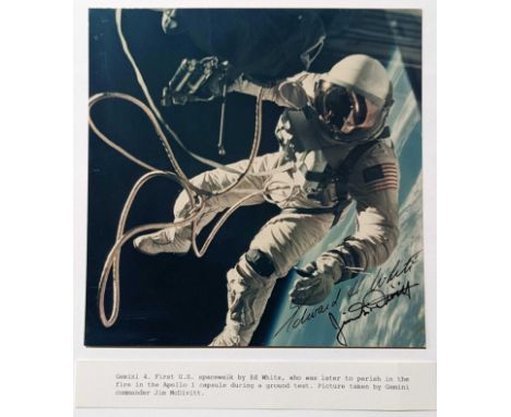 A colour photograph of the first US space walk by Ed White on 3rd June 1965, taken by Gemini commander Jim McDivitt, during t