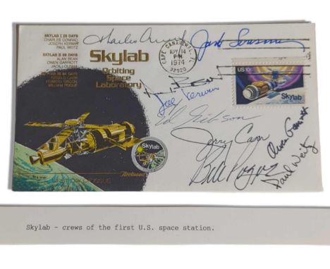 Skylab I, II and III - a first day cover, postmarked Cape Canaveral Fl 14th May 1974 PM, bearing signatures of the crews - Ch
