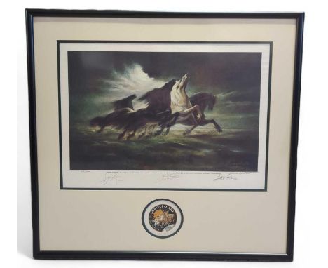 Lumen M Winter (1908-1982), 'Steeds of Apollo', limited edition print 432/500, signed in pencil lower right hand side, mounte