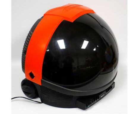 Vintage 1980's Phillips Space Helmet Discoverer TV, in black and orange.