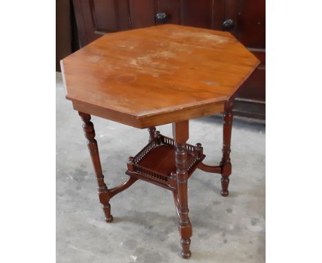 Two Edwardian lamp tables, both with galleried under tier, H. 67 cm x W. 59 cm and one H. 72 cm x W. 68 cm (2) 