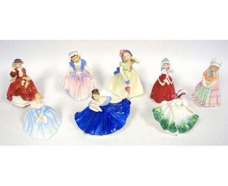 A group of Royal Doulton figures, Sunday Best, Dinky Do, Elaine, Tootles, Christmas Morn, Babie, Top 'O The Hill, Victoria, l